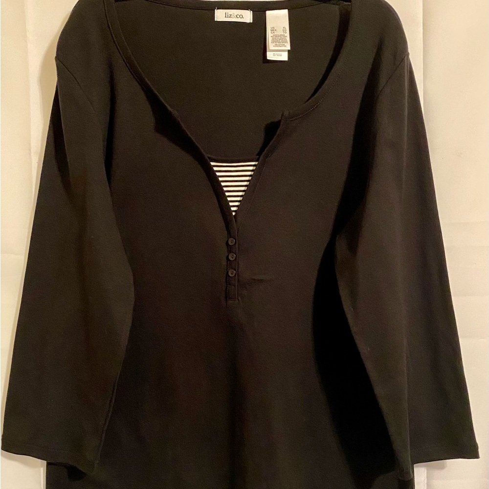 Liz & Co. Women's Black Long Sleeve Top XL - Picture 3 of 11